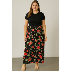 Vintage Y2K long pencil Skirt Romantic dark academia whimsi goth Germany Sz-M